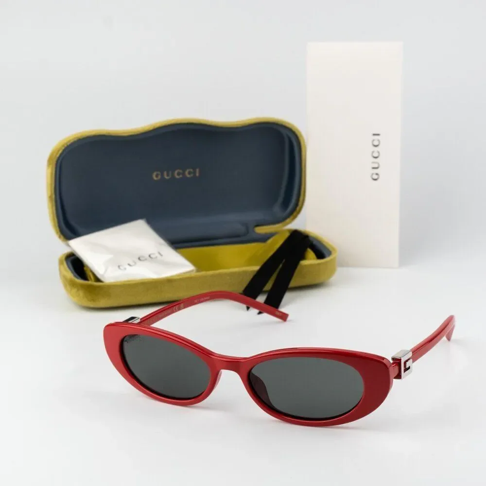 Gucci Men Sunglasses Red Grey Cat Eye GG1680S 005 BRAND NEW